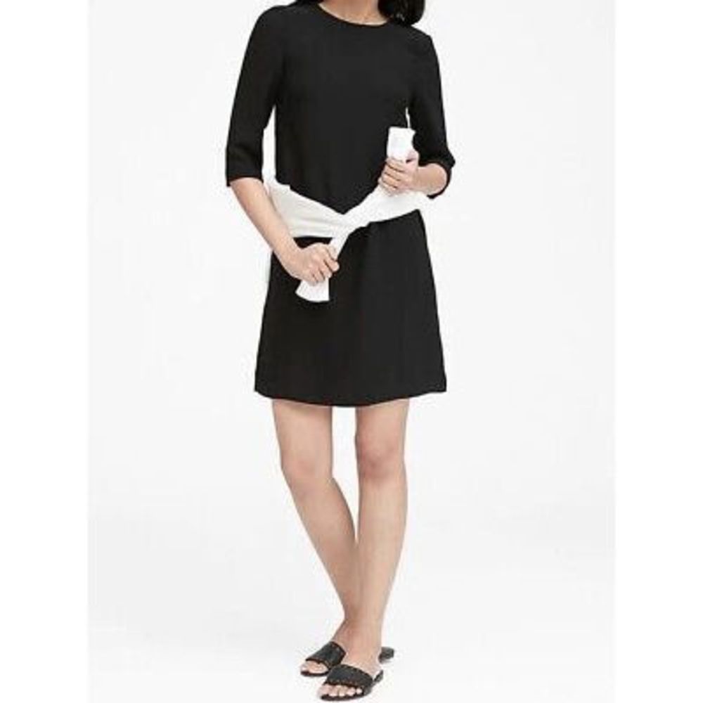Banana Republic Black Mini Dress with White Waist Tie